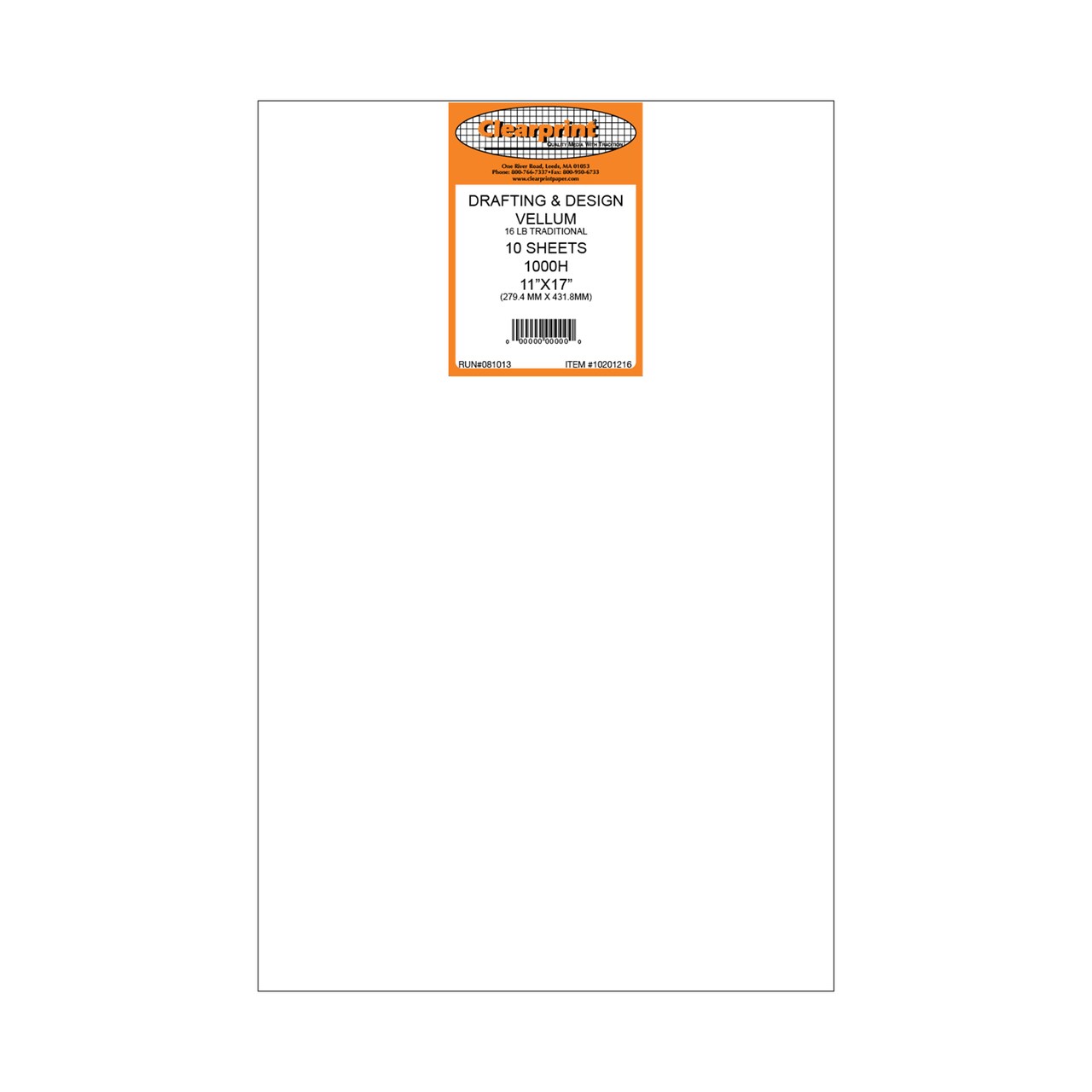 Clearprint 1000H Design Vellum Sheets, 16 lb., 100% Cotton, Pack